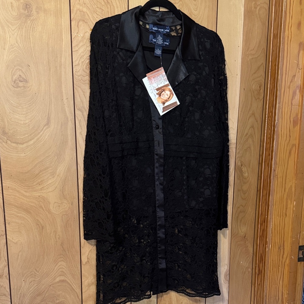 Susan Graver Black Lace Accent Jacket with satin top 2 pieces